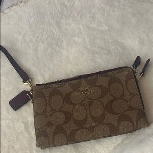 Coach Signature Brown Wristlet